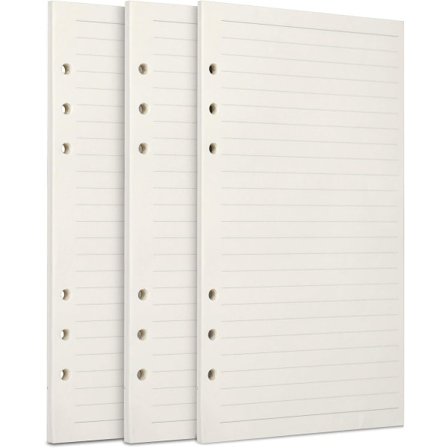 A6 Refill Papir, 3 Pakker 100GSM Tykt Refill Papir 6 Hull Refill Ark Løse Ark Refill 135 Ark (270 Sider)