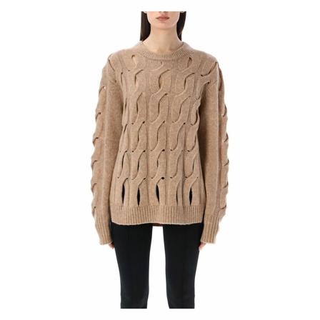 Helmut Lang Women& Clothing Strik Bisque Ss23 inbo, Dame Striktrøjer