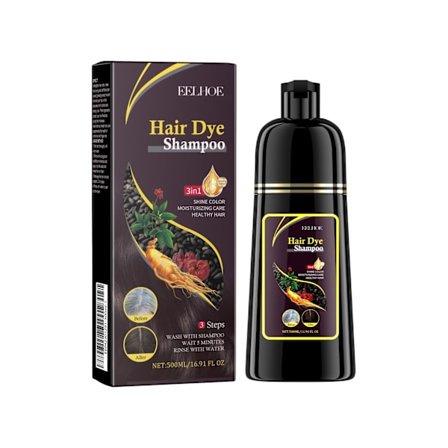 Hårfarveshampoo Urtehårfarveshampoo til mænd og kvinder Brun 500ml