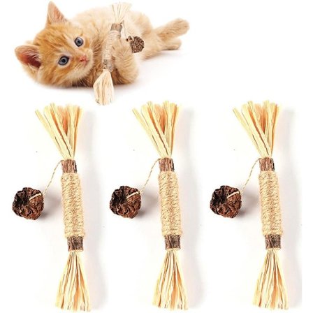 Kattesticks leker, 3 pakk naturlige kattemynte leker for kattunger