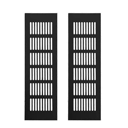 Sæt med 2 ventilationsgitter, Aluminium, 250 x 80 mm, Sort