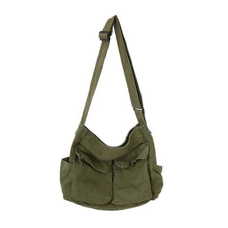 Canvas Messenger Bag Stor Crossbody Väska Med Flera Fack Axelväska För Kvinnor Och Män
