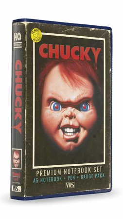 CHUCKY - VHS SET (anteckningsbok, knapp och penna)