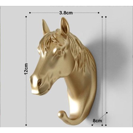 Yksiosainen hevosenpään koukku seinäkiinnitys koristeellinen monitoiminen näkymätön koukku (kulta) - 3,8 * 8 * 12 cm