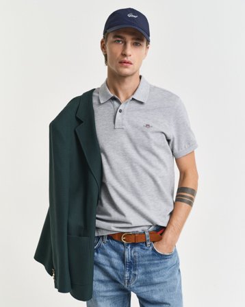 GANT Herren Slim Fit Piqué Poloshirt (4XL) Schwarz Grau