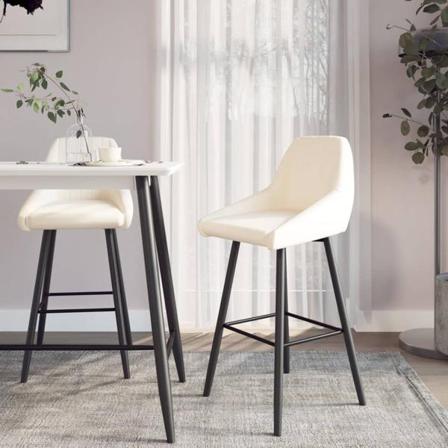 Vidaxl Barstolar 2 St Gräddvit Sammet Kräm