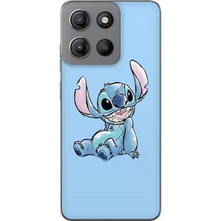 Kompatibelt Mobildeksel til Motorola Moto G15 Håndtegnet illustrasjon av sittende Stitch mot lysblå ensfarget bakgrunn