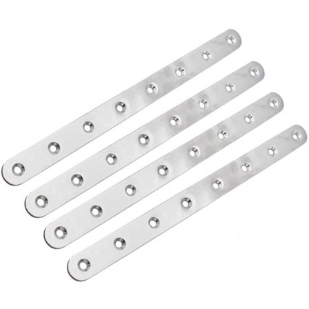 4 stk. samlebeslag i rustfrit stål, kraftige flade beslag til understøtning