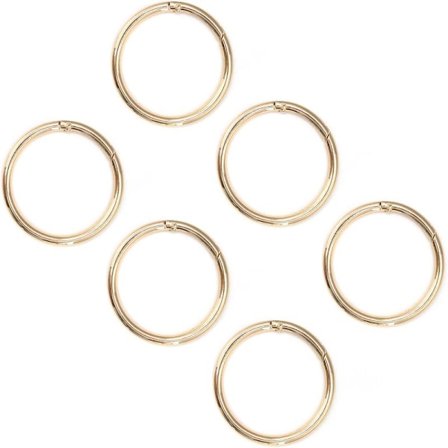 Stor fjäderring, 6-pack stor fjäderringspänne, rund karbinhake i zinklegering, ljusguld, ytterdiameter 60 mm, för nyckelring, hantverk, De