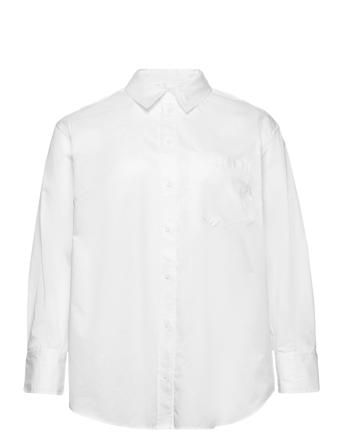 Inclusive Relaxed Cotton Shirt Langermet Skjorte Hvit Calvin Klein