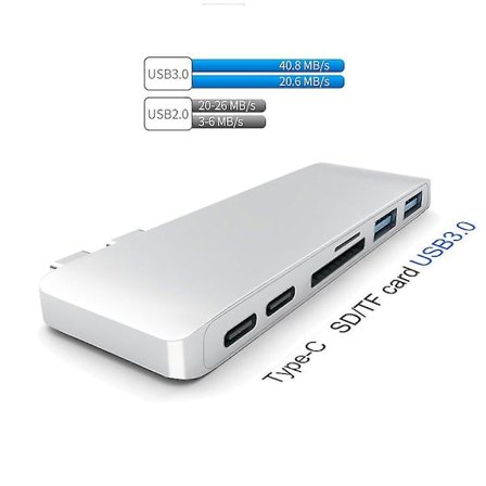 USB Type-C Hub 6-i-1 Dobbelt Type-C Interface Konverter