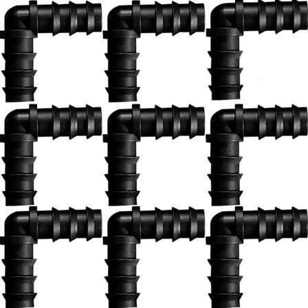 9 stycken 1/2 tum (16 mm) droppbevattningsslanganslutning (vinkel)