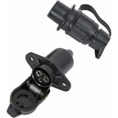 3-polig släpvagnskontakt och uttag, 12V vattentät, kompatibel med släpvagn, lastbil, husbil, bil, traktor, jordbruksfordon
