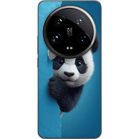 Kompatibelt Mobildeksel til Xiaomi Xiaomi 14 Ultra Søt panda som ser ut gjennom papir i en myk 3D-illustrasjon