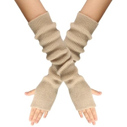 Fingerløse hansker for kvinner med håndleddsvarmere, varme strikkede lange ermer for vinteren.