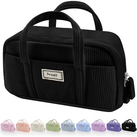 [LCS] Stort penalhus, ekstra stort 5-rums penalhus, penalhus med bred åbning, blødt fløjls penalhus organiser med lynlås - Beige