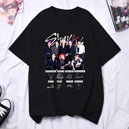 Stray Kids -painetut t-paidat naisille ja miehille, ylisuuret, rennot, lyhythihaiset t-paidat, Harajuku unisex -paidat, topit, vaatteet TL3272-Black