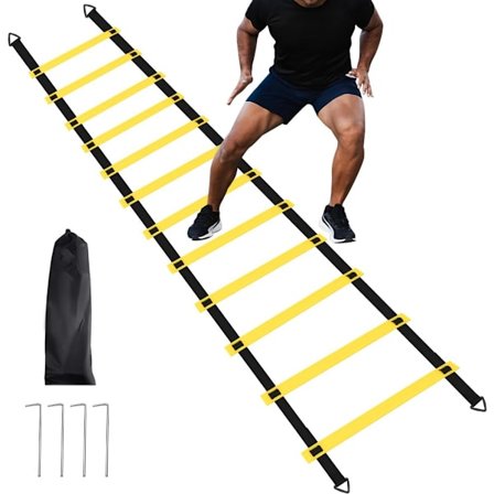 Agility Ladder 6m för konditionsträning Fotbollshastighet Rugby med förvaringsväska 4 markpinnar Sportutrustning