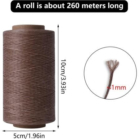Lær sytråd 150D 1 mm vokset hekling (kaffe)