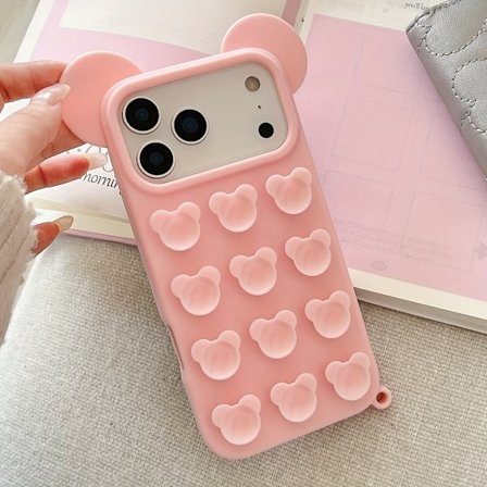 Yndigt 3D Bjørn Silikone Telefoncover med Sugekop, Designet til Kompatibilitet med iPhone 17 Promax