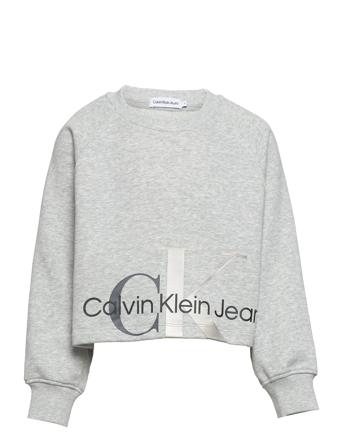 Mixed Monogram Cutoff Sweatshirt Grey Calvin Klein
