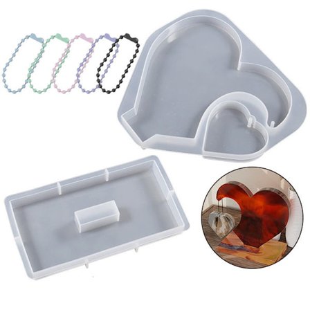 1 sæt 3D fotoramme harpiksforme, hjerteformede silikoneforme til harpiks, DIY fotoramme epoxyharpiksforme til bryllup boligindretning