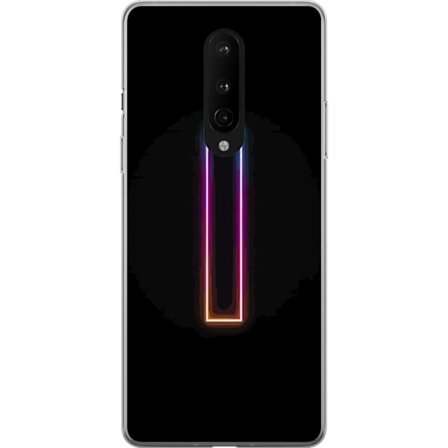 Kompatibelt Mobildeksel til OnePlus OnePlus 8 Minimalistisk neonbokstav I i regnbuefarger mot mørk bakgrunn