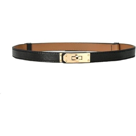 Kvinnor Dam Skinny Läderbälte Klassiskt Legering Vridlås Dam Justerbart Läderbälte Smal Tunn Midjebälte Midjeband Dekorativt Bälte-svart