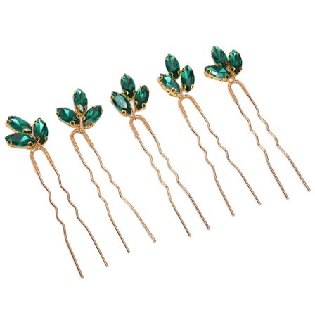 JFJC Grønn Rhinestone Hårnål Vintage Lett Utsøkt Bryllup Hår Hår Smykker til Bruden Brudepike 5 stk