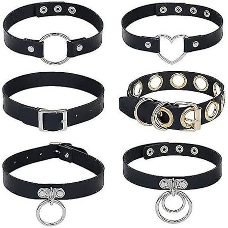 6 stk. Læder Choker Punk Stil Halskæde Kvinder Tilbehør Krage