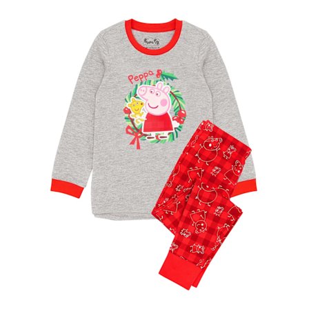 Greta Gris Flickor Jul Pyjamas Set 3-4 År Röd/Grå