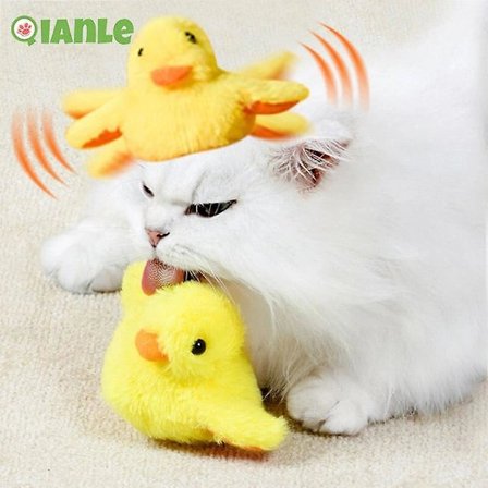 Elektrisk Kat Legetøj Genopladelig Vingende And, Berøringsaktiveret Killing Legetøj Plys Interaktiv Kat Træningslegetøj