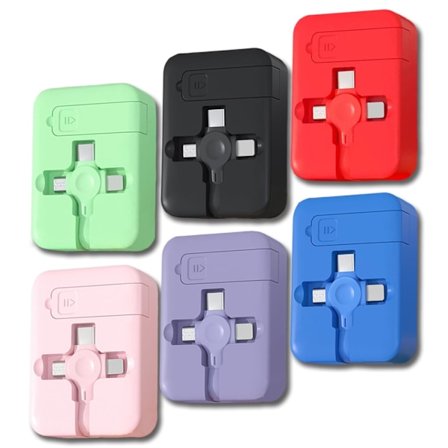 6 st 3-i-1 Laddningskabel Rulle, Dataöverföring, 3-i-1 Laddningskabel Infällbar, Telefonhållare, Kompatibel USB C (Typ-C) / Micro USB / IP