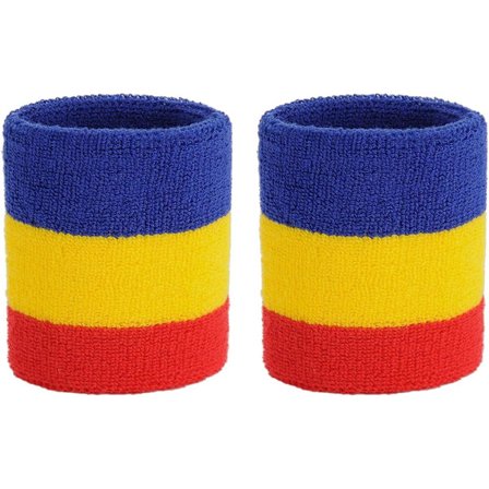 Röd+Gul+Blå pannband - 2 st sport svettabsorberande pannband randigt frotté pannband/handledsskydd set sport basketboll sport pannband svett