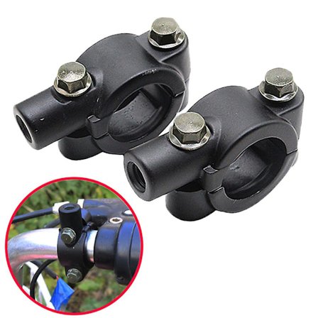 2 stk. 8 mm 10 mm 7/8" Svart Aluminium Motorsykkel Bakspeil Styrefeste Holder Adapter Klemme Base Universal|sidespeil og tilbehør|