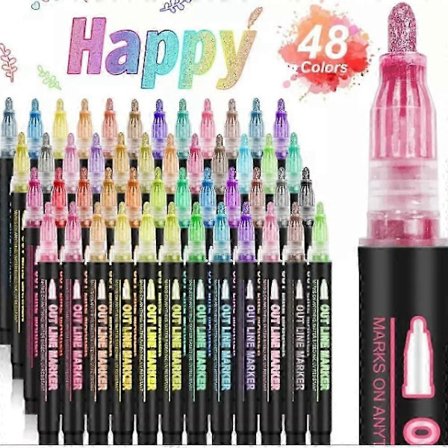 Uudet kaksiviivaiset ääriviivamerkinnät, värityskynä valotikku graffitikynä metallinen Marke_Erikoistarjoukset