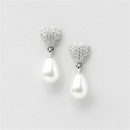 Ariel Heart Pearl Studs - Sterling Silver - Safira