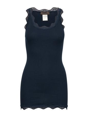 Top Long W/Vintage Lace Top Ærmeløs Top Blå Rosemunde