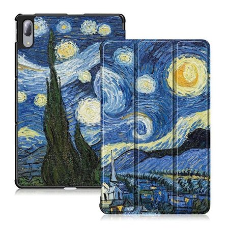 Trefaldigt läderfodral med färgglatt mönster för Lenovo Tab P11 Pro - Stjärnklar Himmel