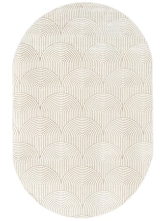 Geometrisch Groot Art Deco Vloerkleed - Wit/Lichtbeige 300X400 In Moderne Stijl