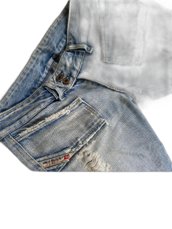 Ljusblå slitna Diesel bootcut jeans