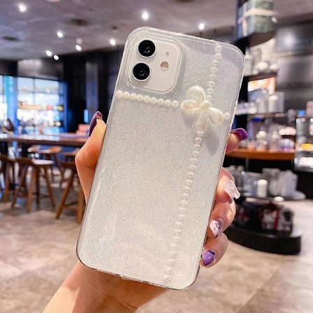 Perle Sløjfe Glitter Epoxy TPU Telefon Cover til iPhone 12 mini