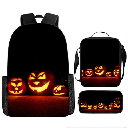 3 osainen suuren kapasiteetin oppilaiden reppuja - Halloween-reppu, kurpitsareppu alakoulu- ja yl koululaisille, lasten reppu Style 13