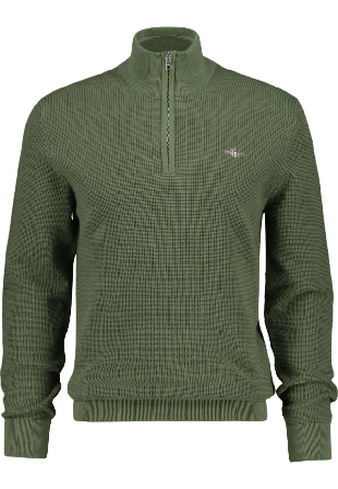 GANT Textured Cotton Half-Zip Sweater Tröjor Herr Grön S