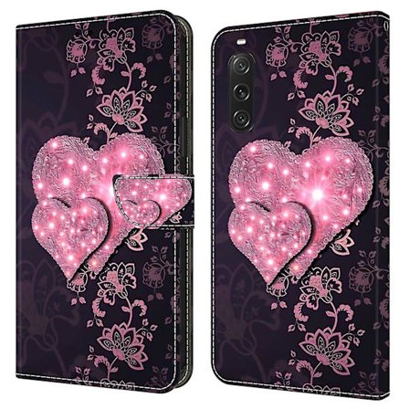 För Sony Xperia 10 V skyddande case 3d-mönsterutskrift Pu- cover med stativ