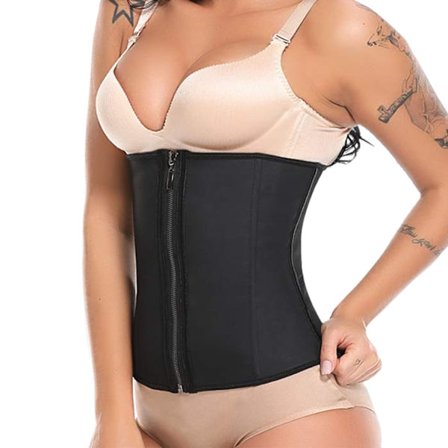Zip Waist Trainer til kvinder Latex Cincher Korset Træning Body Shaper Workout Girdle(L)