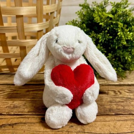 Jellycat Plyslegetøj, blødt og behageligt, til børn, Valentinsdagsgaver, samlerobjekter, opgraderet version af den hjerteformede kanin.
