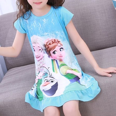 Flickors Nattlinne Prinsessa Kortärmad Pyjamas Sovkläder Nattlinne Hemkläder för Barn Storlekar 2-12 År #3