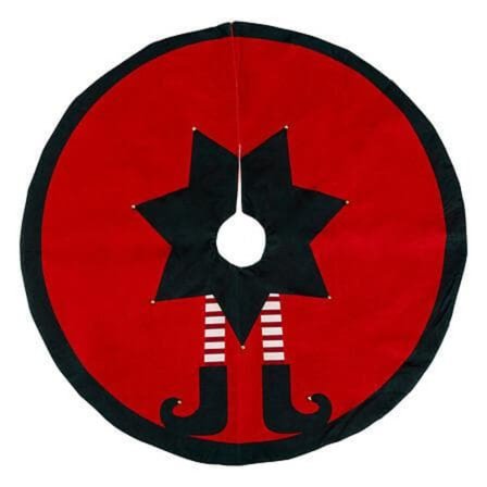 Julgransmatta Älv 90 cm röd med svart kant_MGF