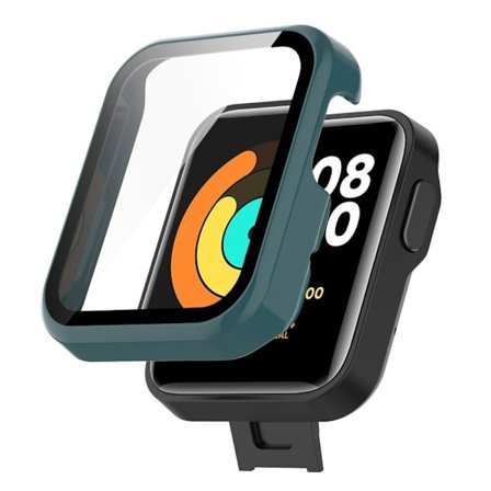 Xiaomi Mi Watch Lite / Redmi Watch simple cover with tempered glass screen protector - Dark Green